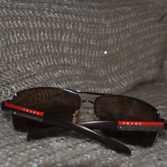 PRADA LINEA ROSSA SPS 541 Brown (Prescription) Sunglasses Frames Hard Shell Case - Picture 4 of 16